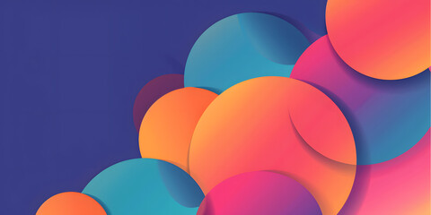 Sticker - abstract background in the form of gradient circles on a dark background. Geometric design in blue and orange tones