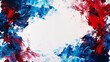 Explosive red, white, and blue paint splatters with stars create a dynamic and abstract American flag theme, perfect for celebratory and patriotic designs.