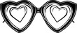 Heart-Shaped Sunglasses Line Art Vector  Illustration
