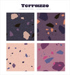 © Biruoh - Terrazzo dark purple plum coloured seamless pattern background 4 pack