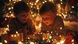 Festive Children Opening Christmas Gifts