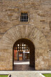 The 14th century  stone gate Porta del moll in Alcudia old town, Mallorca, Spain, Balearic Islands