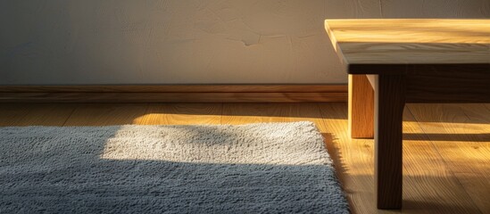 Wall Mural - Wooden table on rug in room