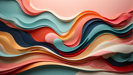 Wall Mural - A captivating array of curvaceous waves with a seamless blend of bold colors suggesting a dynamic, fluid motion