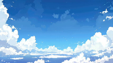 Wall Mural - Beautiful blue sky with clouds. Anime sky clouds, anime style.