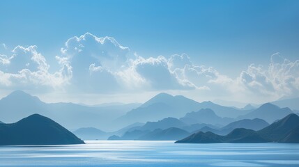 Sticker - Serene Lake View with Mountain Range at Dawn