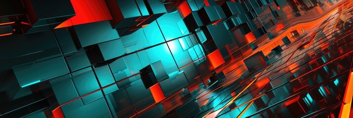 Wall Mural - Futuristic Abstract Technology Cubes Background