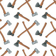 Seamless pattern with axes. Vector illustration of an ax on a white background.