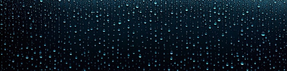 Wall Mural - Abstract illustration of rain on dark glass. Background for social media banner, website and for your design, space for text.	