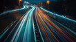 Long Exposure Car Lights in Motion on City Road - Urban Night Drive street illustration.