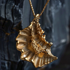 Wall Mural - masterpice of s gold pendant inspired by ocean waves, handmade appearance, Showing textures and details resembling a connection to the ocean