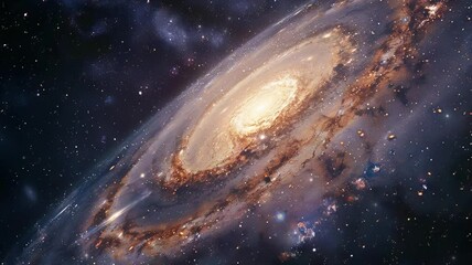 Beautiful travel in deep space among stars and nebulas. Spiral space galaxy cosmos background. Video about galaxy and stars. Beautiful galaxy in video 4k.	