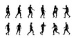 © PrettyStock - set of silhouettes people in various walking different poses vector clip art illustration.