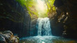 The thrill of discovery as hikers stumble upon a hidden waterfall or cave along the trail