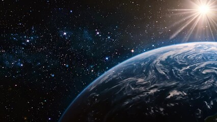 Wall Mural - Dazzling Stars Above Earth's Horizon in Space