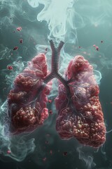 Canvas Print - A visual no to smoking, lungs under attack