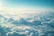 Aerial view of clouds and sky from airplane window, digital photography