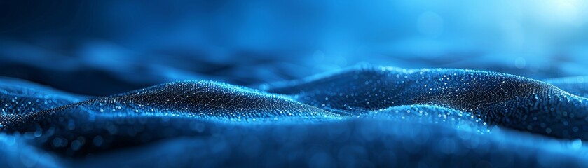 Wall Mural - Abstract Blue Digital Waves with Glowing Particles Wallpaper
