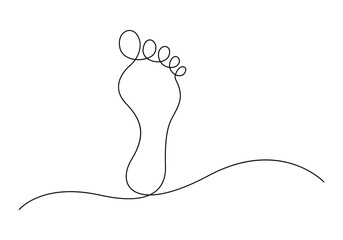 Canvas Print - Bare foot in one continuous line drawing of concept doodle style vector illustration.