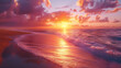 Vibrant hues of orange and pink painting the sky during a beach sunset - coastal bliss