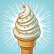 ソフトクリームのイラスト。シンプルなミルク味の美味しそうなアイスクリーム
