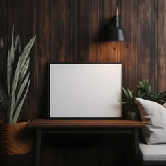 Wall Mural - Frame mockup. Living room wall poster mockup. Interior mockup with house background. Modern interior design. 3D render