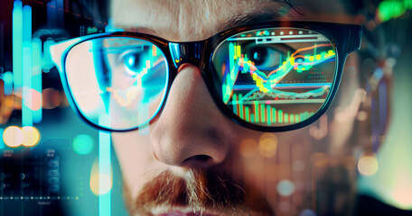 Programmer at Work - The Program Code is Reflected in Glasses