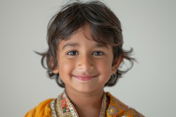 Sticker - A young boy with brown hair and brown eyes is smiling