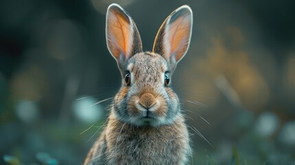 Rabbit Innocent, Photograph a rabbit with its ears perked up, portraying its curious and innocent demeanor as it explores its environment