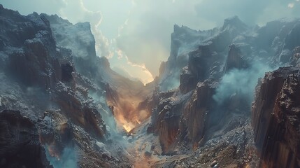 Wall Mural - Zoom out to reveal the grandeur of a sprawling canyon