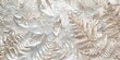 Fern fronds are crystallized, each leaf a clear, faceted gemstone, set against a backdrop of soft metallic silver, a serene, enchanted forest floor created with Generative AI Technology