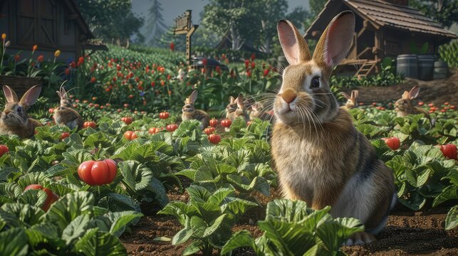 rabbits on sustainable farms, promoting organic farming practices, or locally sourced produce. Perfect for businesses in the agricultural or food industry