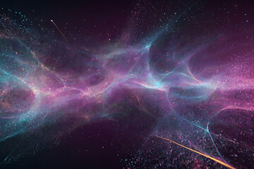 Wall Mural - Abstract digital background of moving particles. Information space flow. Big data visualization