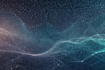 Wall Mural - wave of dots and weave lines. abstract background. network connection structure.