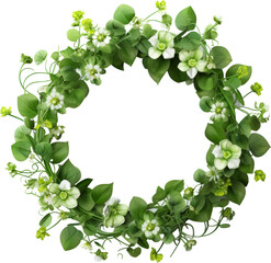 Wall Mural - geen flower wreath garland frame isolated on white or transparent background,transparency