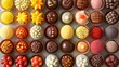 Assorted delicious brigadeiros, brazilian typical candy sweet homemade chocolate colorfull