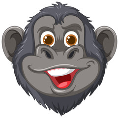 Wall Mural - Vector illustration of a smiling chimpanzee head