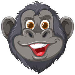 Sticker - Vector illustration of a smiling chimpanzee head