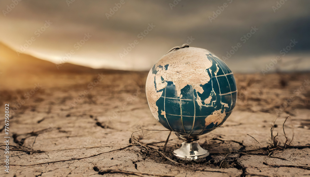 Global warming, earth, globe, ecosystem, geography, barren land, desert ...