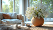 flowers in vase in living room