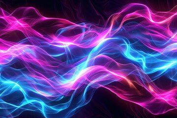 Poster - Vibrant neon waves creating an energetic backdrop, Dynamic display of neon waves forming an energetic and captivating background.