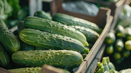 Wall Mural - Organic cucumber on the market.