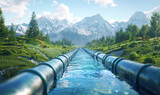 Fototapeta Góry - Efficient water distribution pipeline network.generative ai