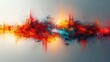 abstract features explosions of red, orange, and blue with decay and dispersion effects.