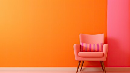 Sticker - minimalist pink and orange background