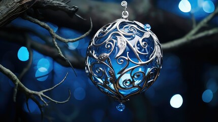 Canvas Print - ornament blue silver ornaments