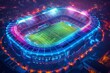 Captivating Isometric Projection of a Futuristic Soccer Stadium Illuminated by Radiant Lights and Splendid Architecture
