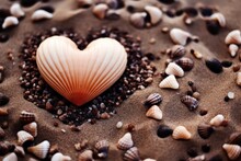 A Heart Shaped Shell On Sand