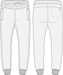 Sweatpants fashion illustration design template front and back view.
