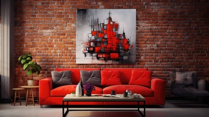 Poster - vibrant blurred modern brick interior